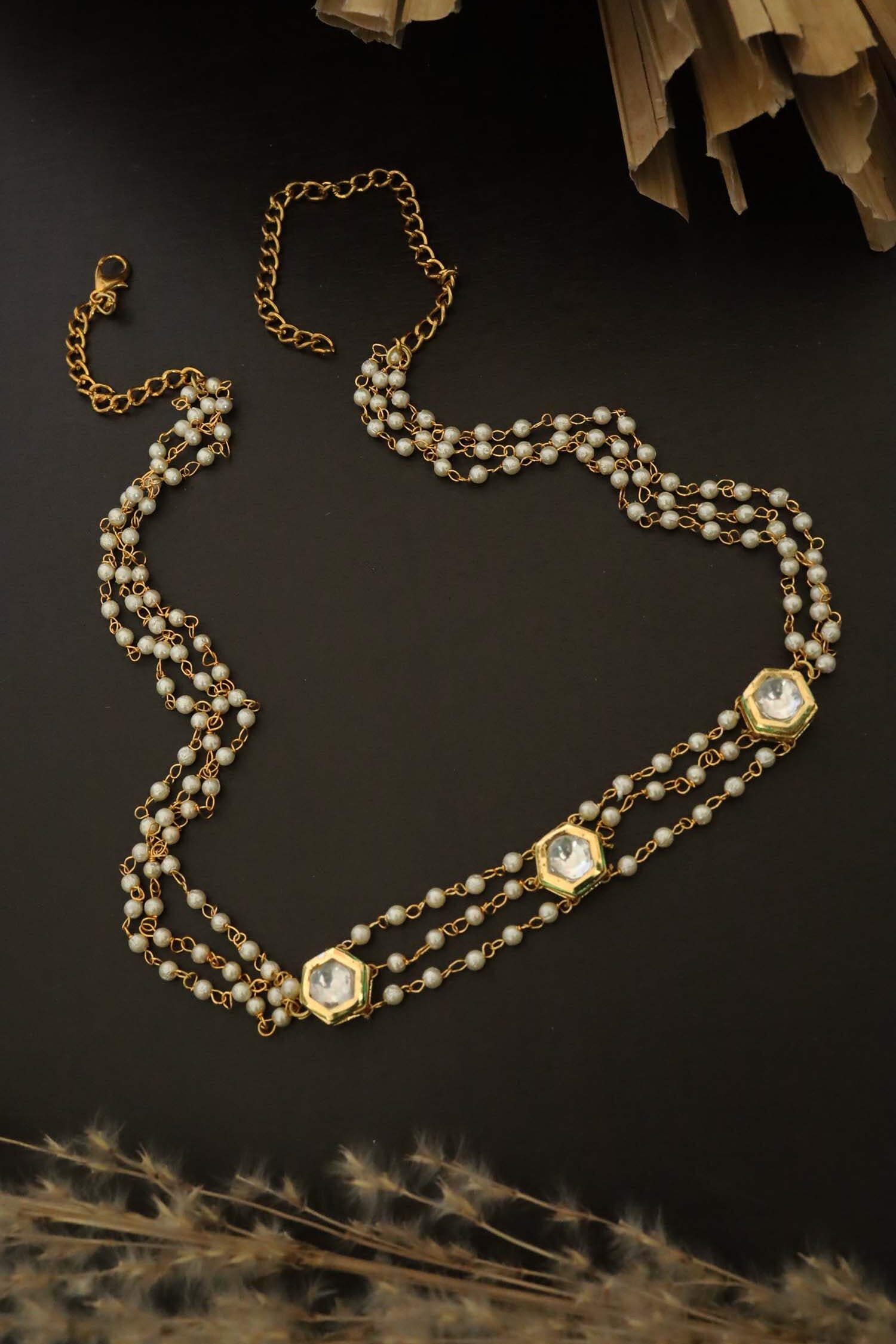Kundan Pearl Head Band 