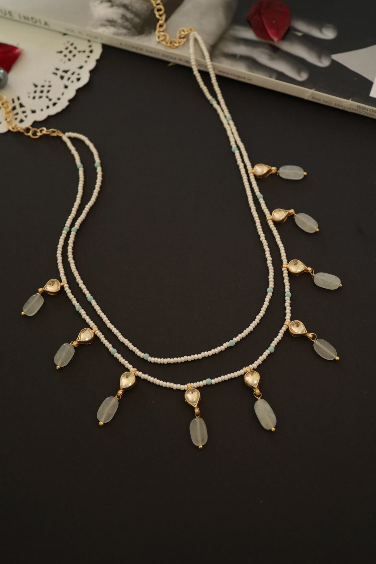 Kundan Stone Drop Necklace 