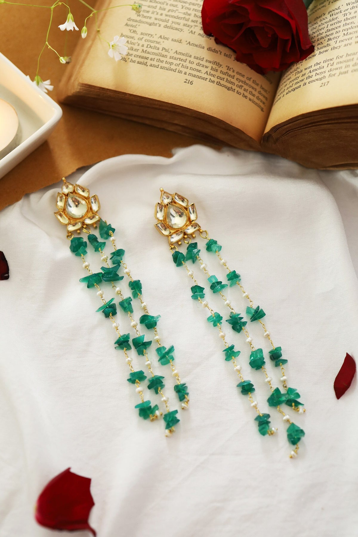 Kundan Stone Tassel Earrings 