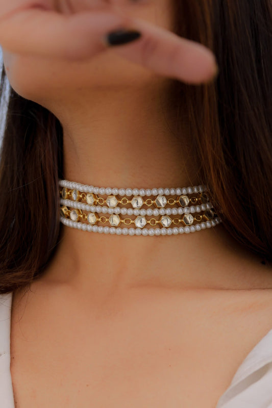 Kundan Pearl Layered Choker 