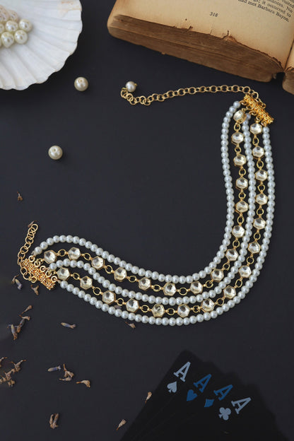 Kundan Pearl Layered Choker 