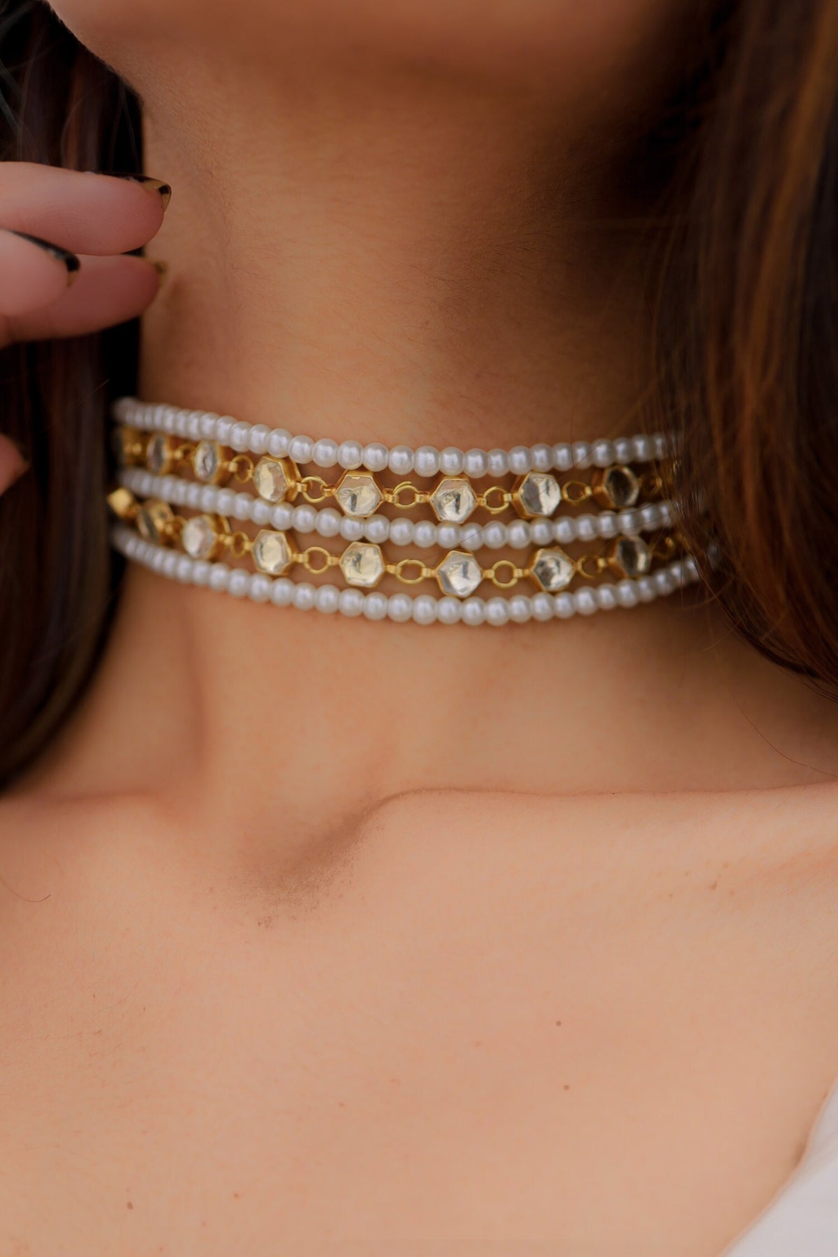 Kundan Pearl Layered Choker 