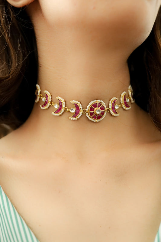 Stone Half Moon Choker 