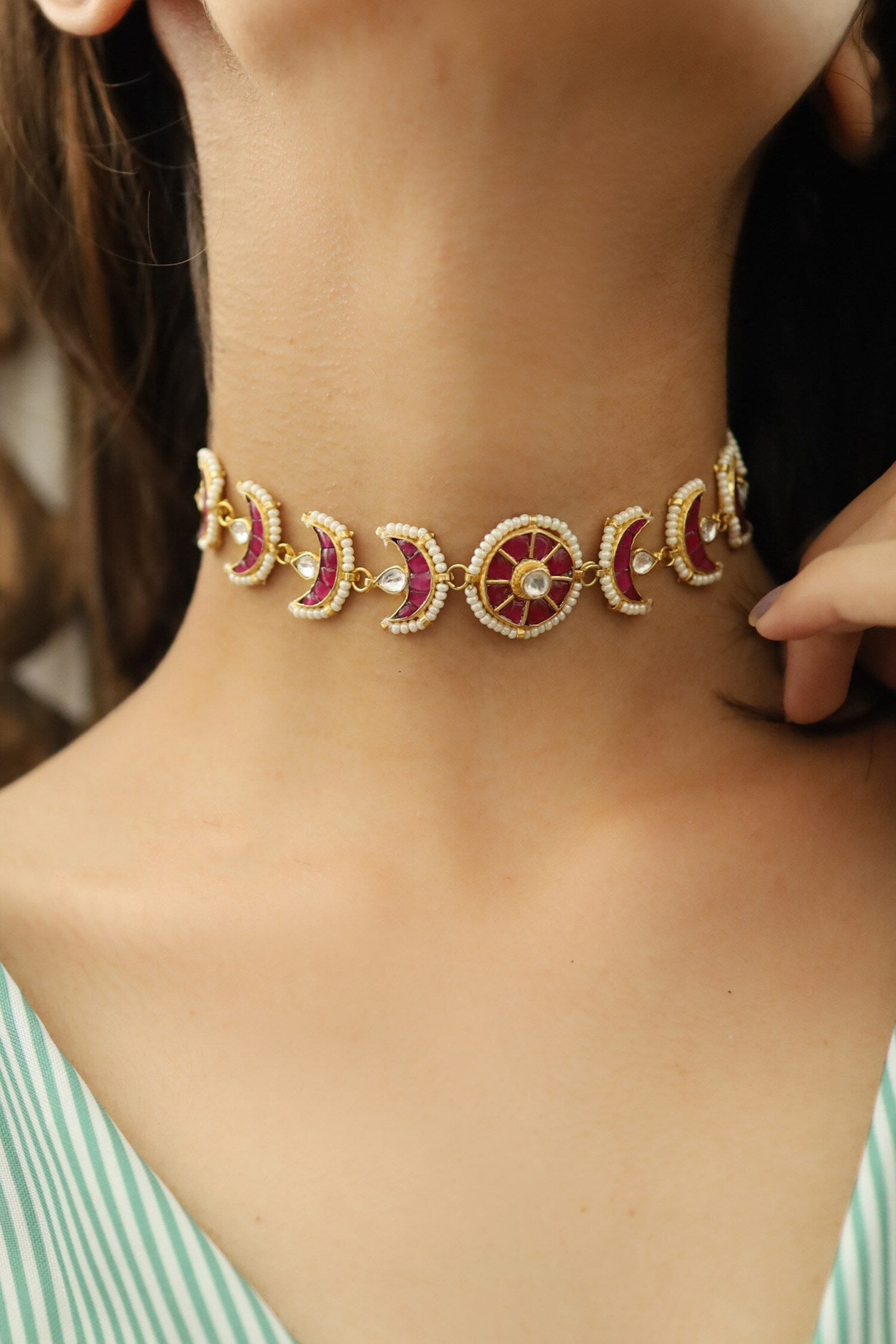 Stone Half Moon Choker 