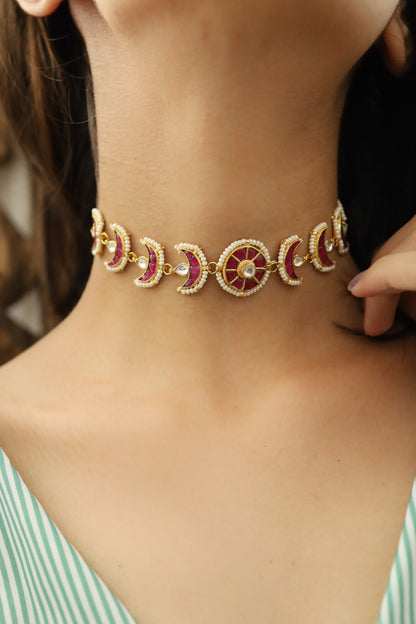 Stone Half Moon Choker 