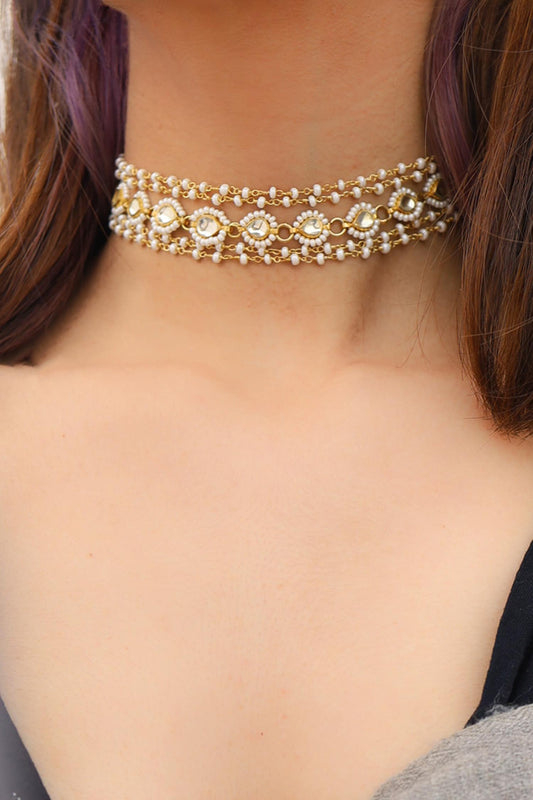 Kundan Drop Pearl Choker 