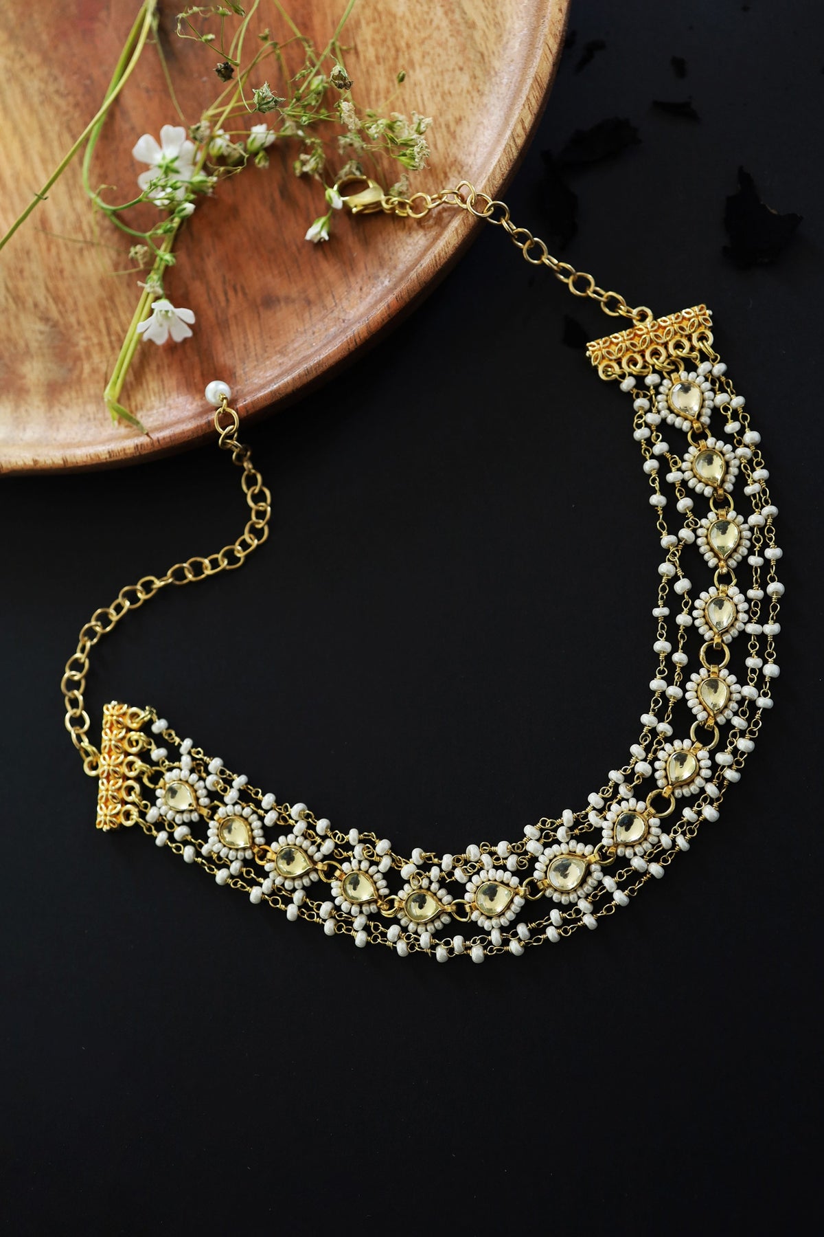 Kundan Drop Pearl Choker 