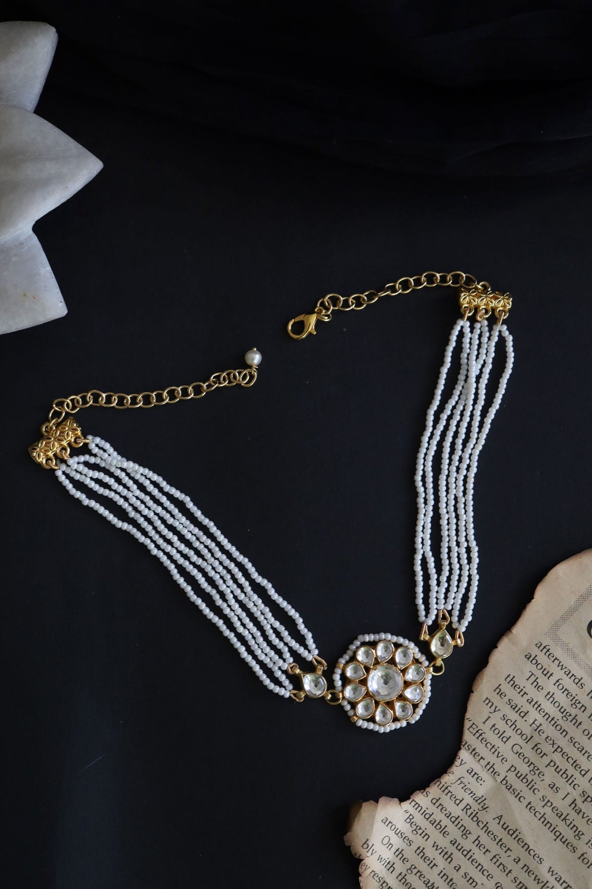 Flower Kundan Pearl Choker 