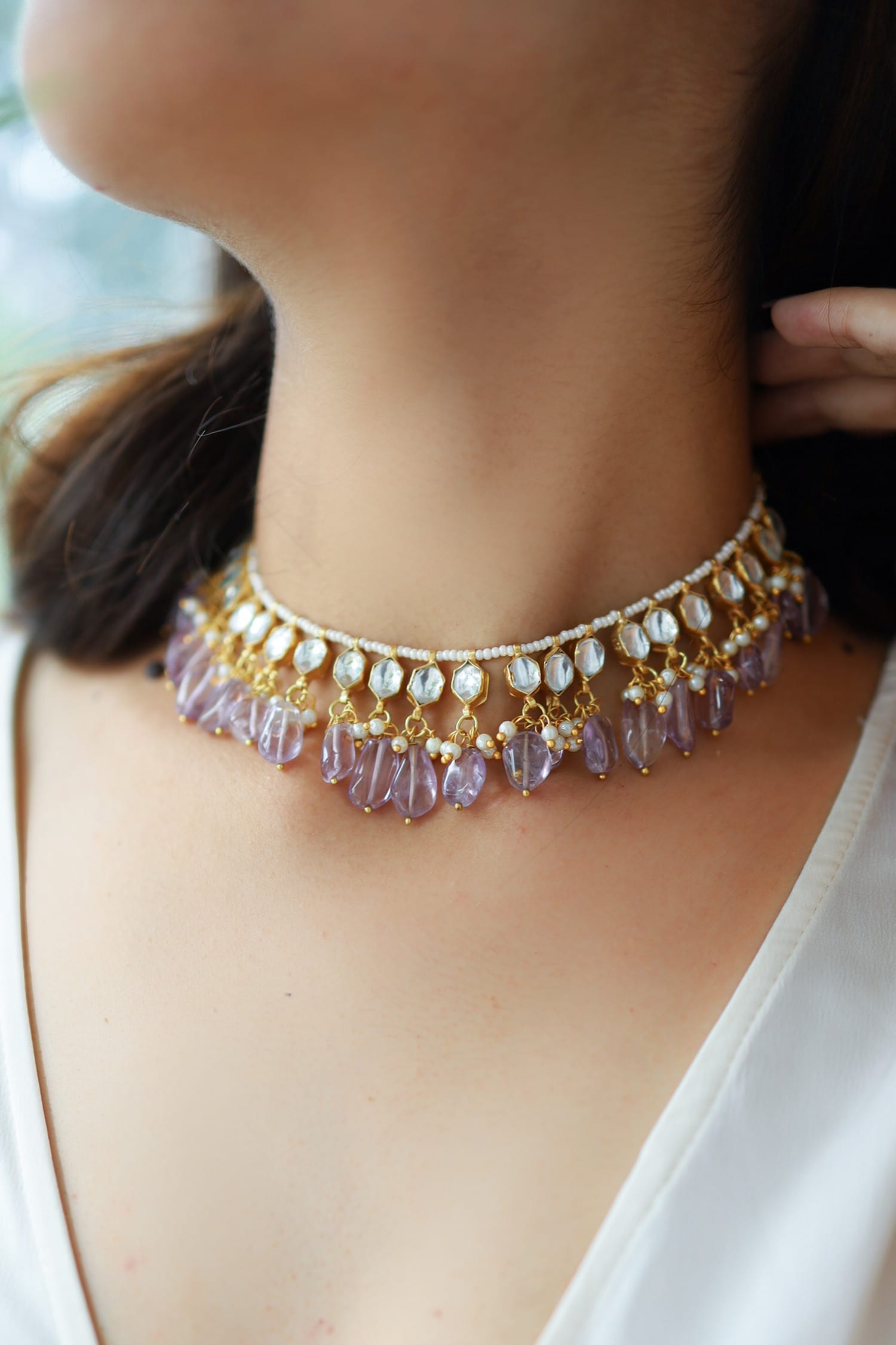 Kundan Stone Tassel Choker 