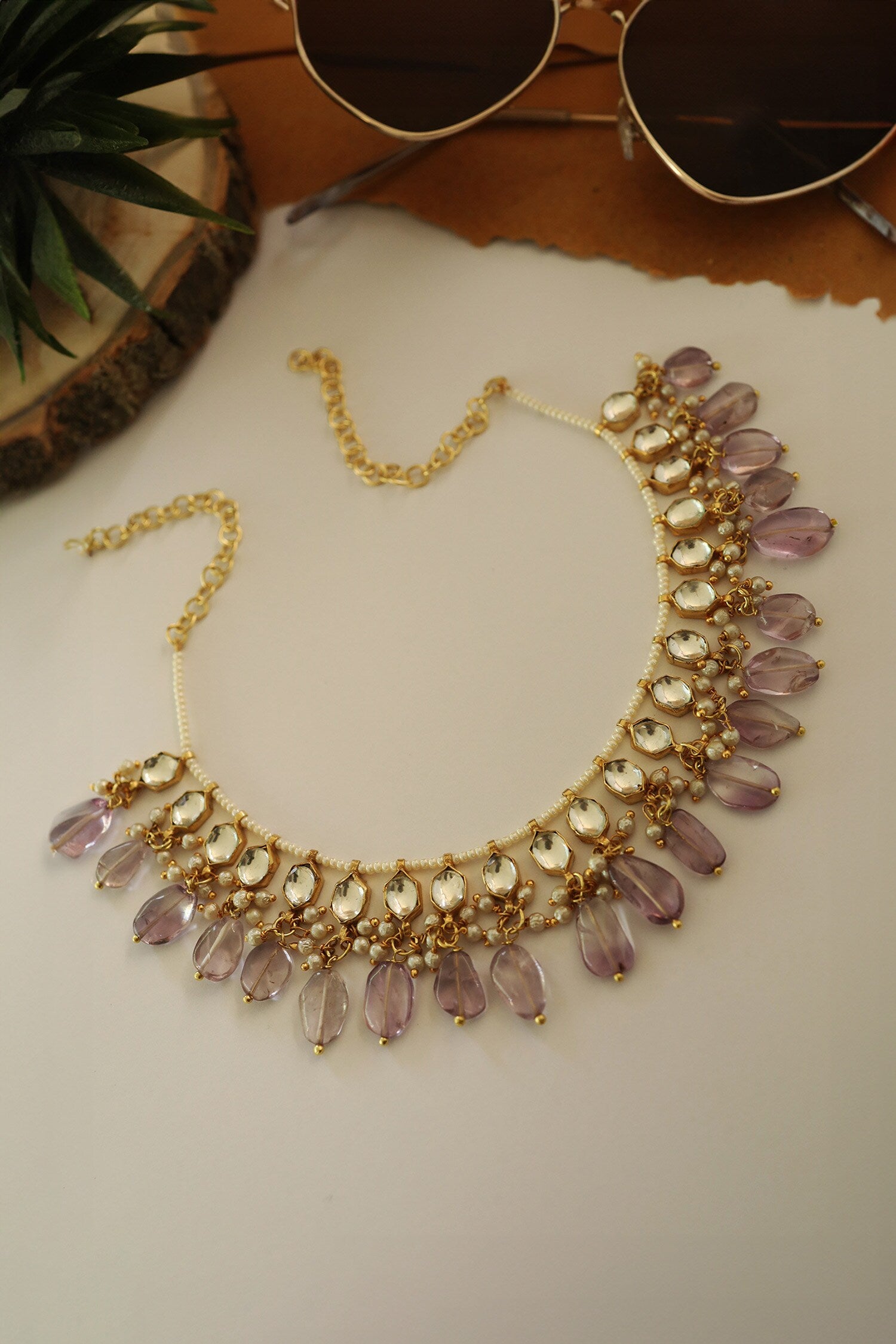 Kundan Stone Tassel Choker 