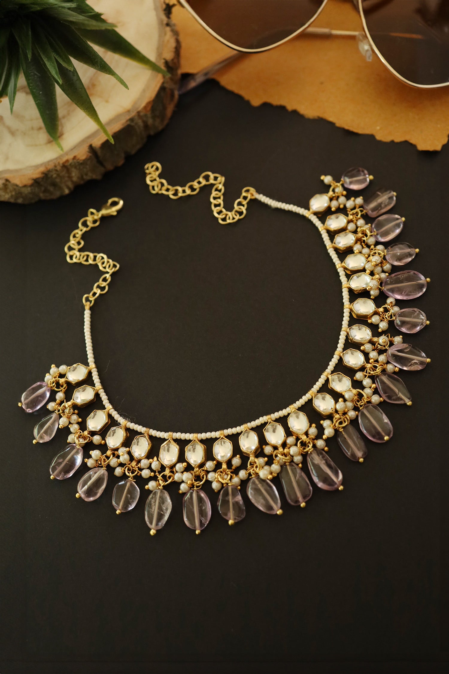 Kundan Stone Tassel Choker 