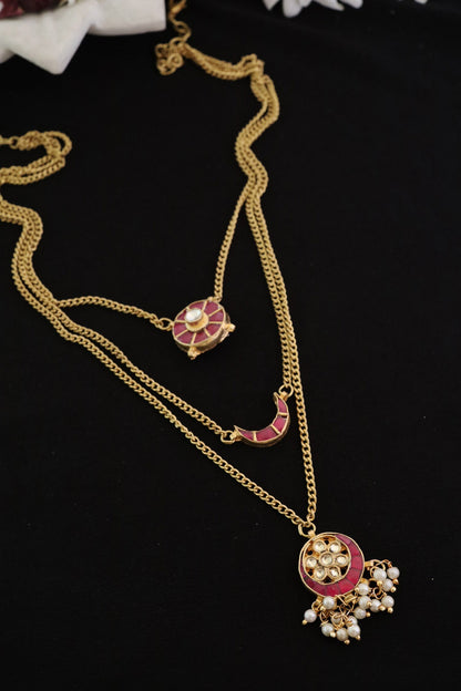 Kundan Crecent Layered Necklace 