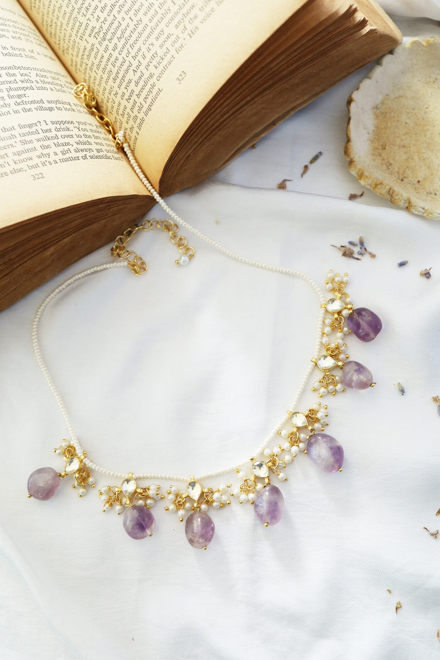Amethyst Tassel Kundan Necklace 