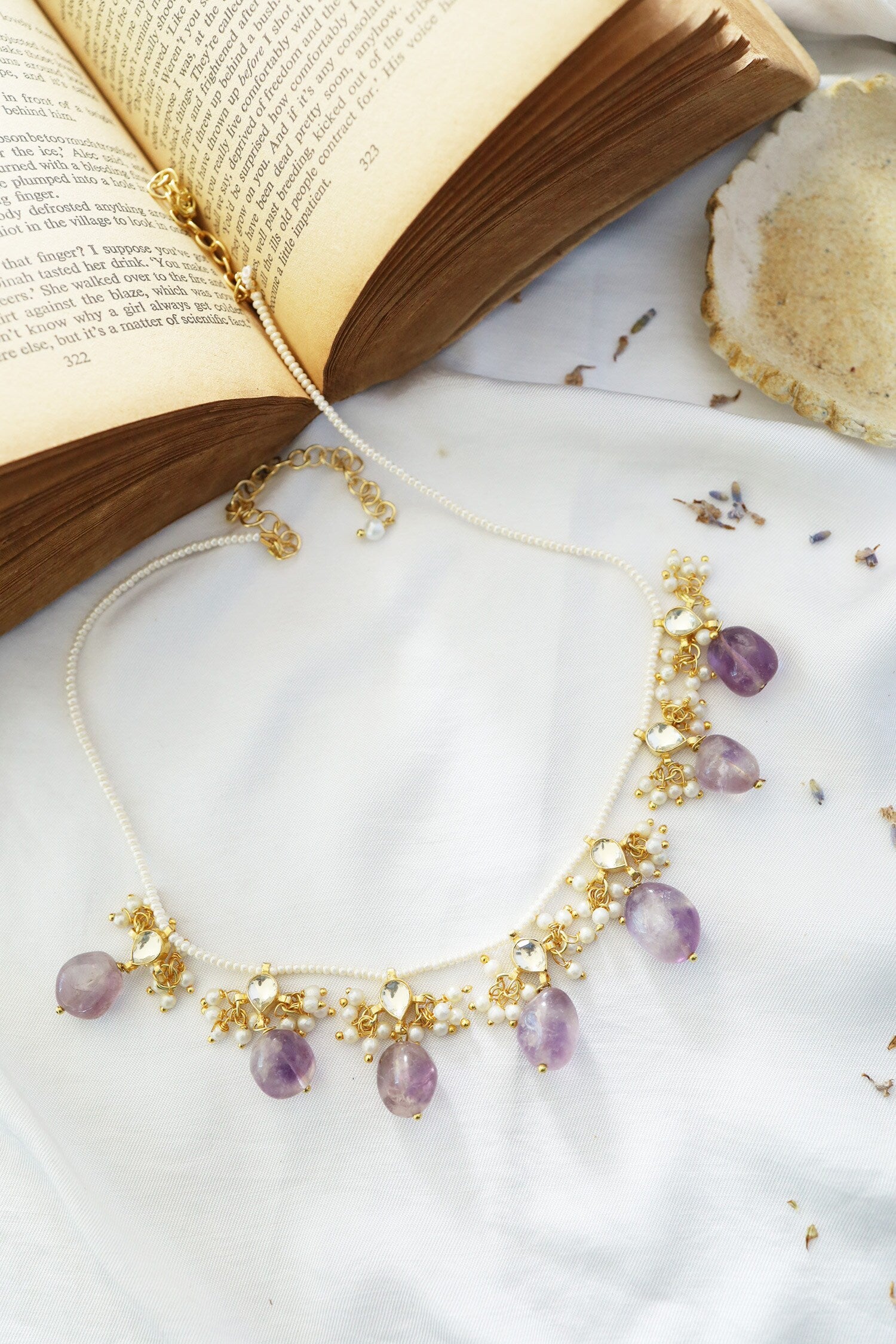Amethyst Tassel Kundan Necklace 
