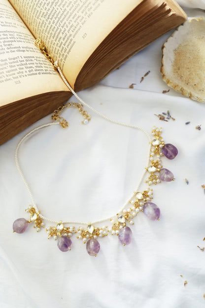 Amethyst Tassel Kundan Necklace 