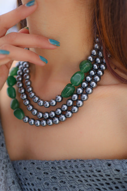 Stone Pearl Layered Necklace 