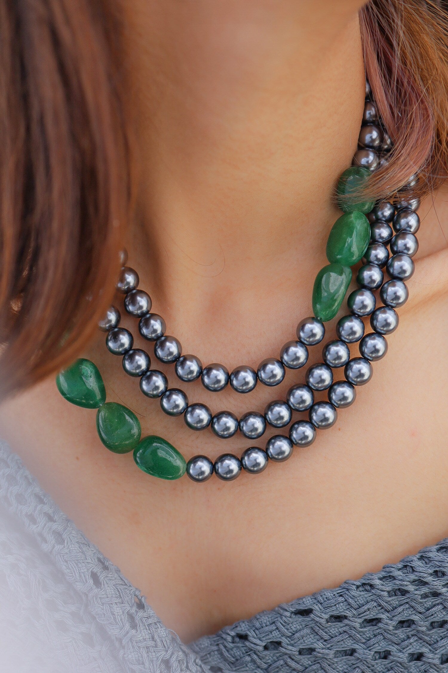 Stone Pearl Layered Necklace 