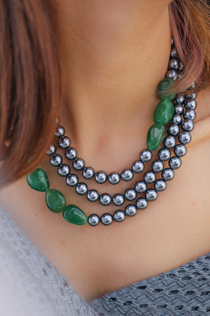Stone Pearl Layered Necklace 