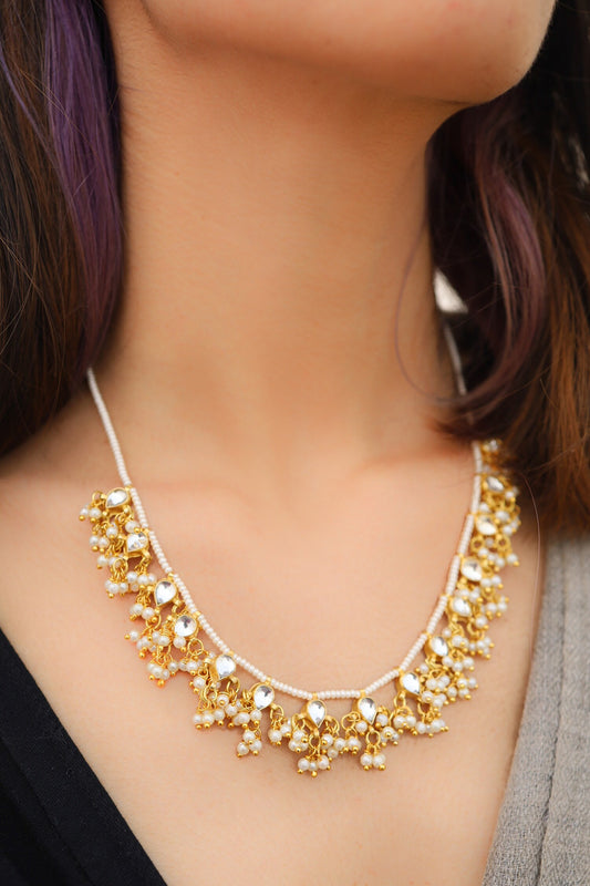 Kundan Drop Tassel Necklace 