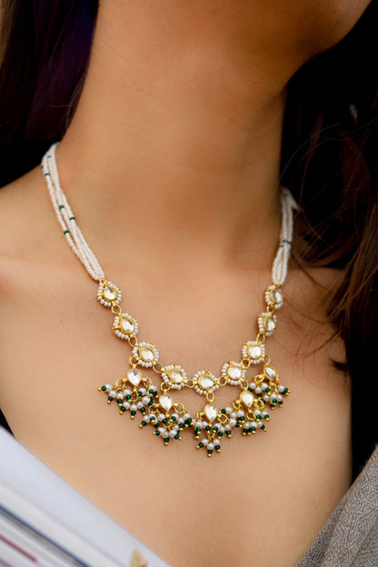 Kundan Pearl Tassel Necklace 