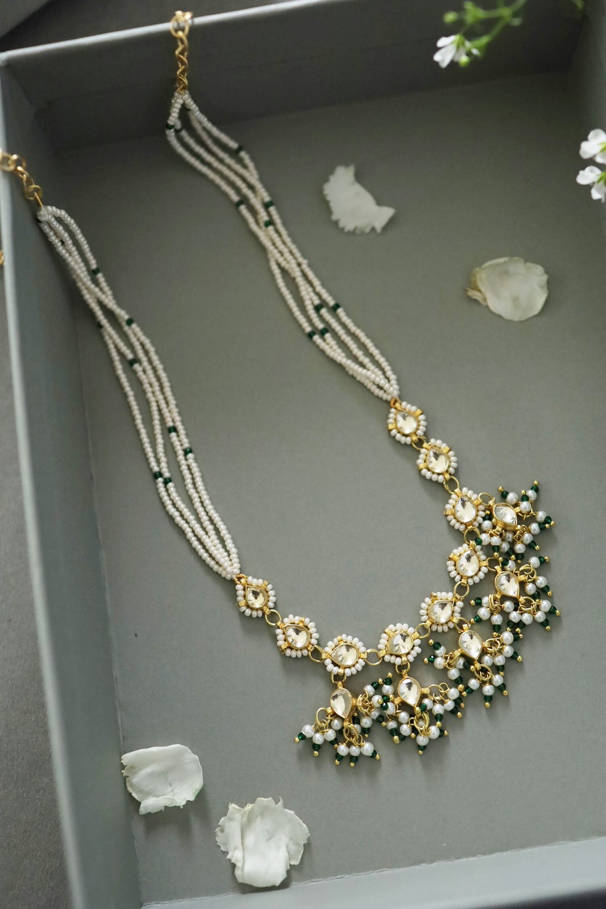 Kundan Pearl Tassel Necklace 