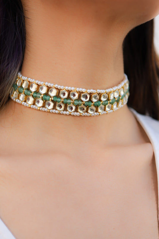 Kundan Onyx Layered Choker 