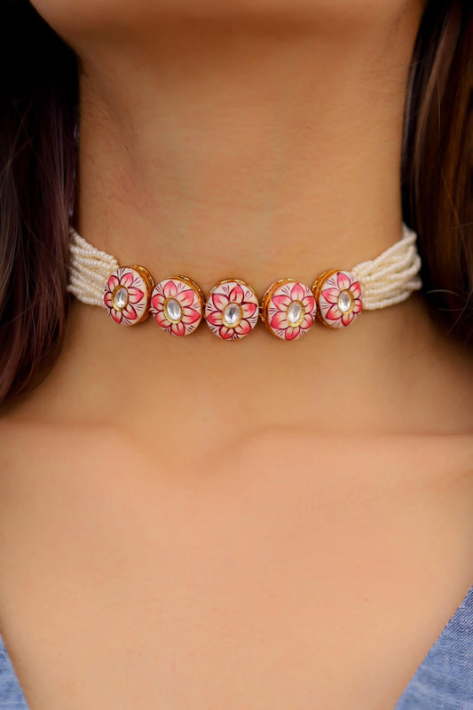 Floral Meenakari Embellished Necklace 