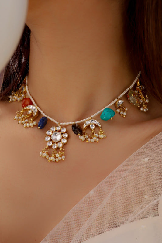 Kundan Stone Tassel Necklace 