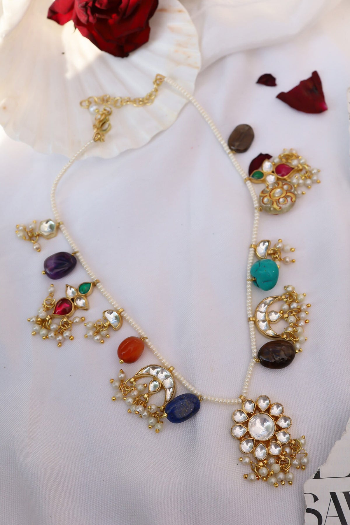 Kundan Stone Tassel Necklace 