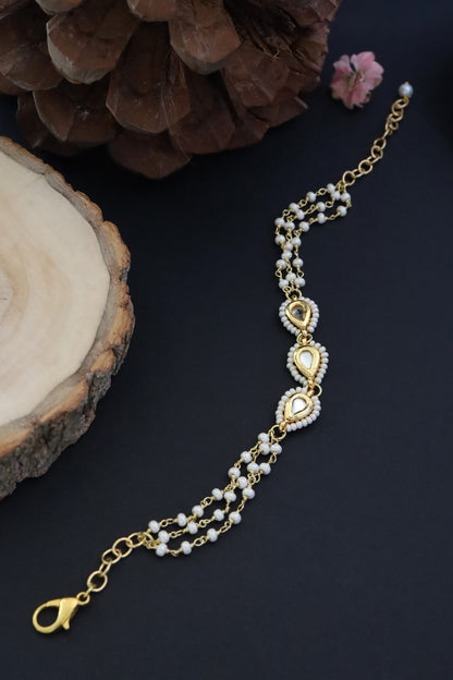 Pearl & Kundan Embellished Bracelet 