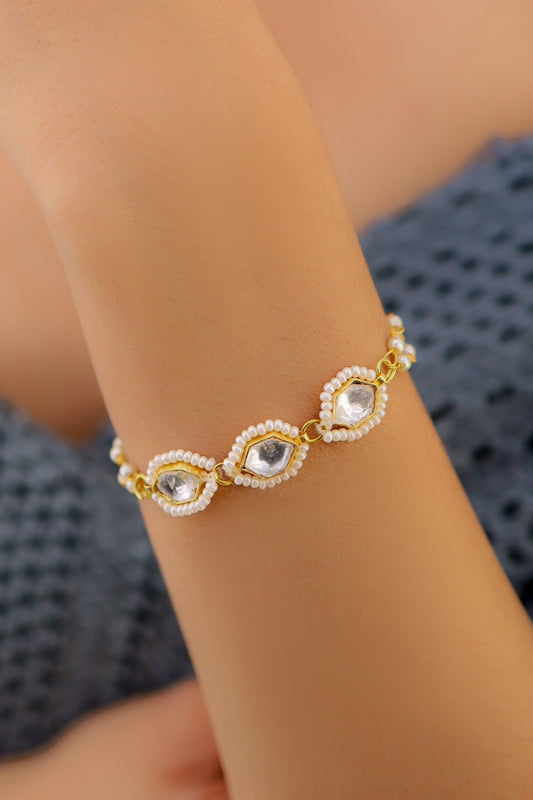 Kundan & Pearl Embellished Bracelet 