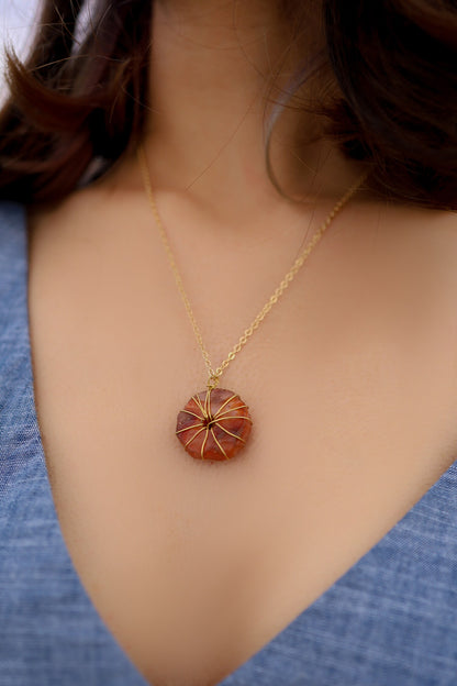 Stone Embellished Pendant Chain Necklace 