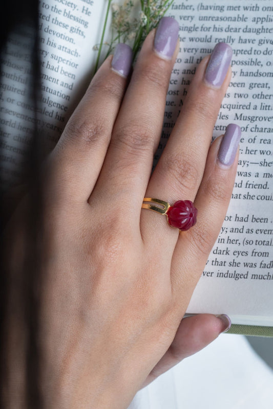 Stone Embellished Floral Ring 