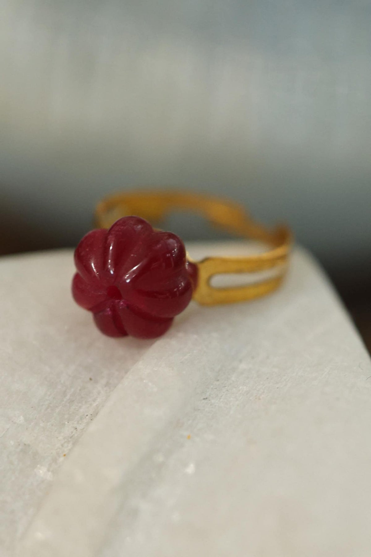 Stone Embellished Floral Ring 