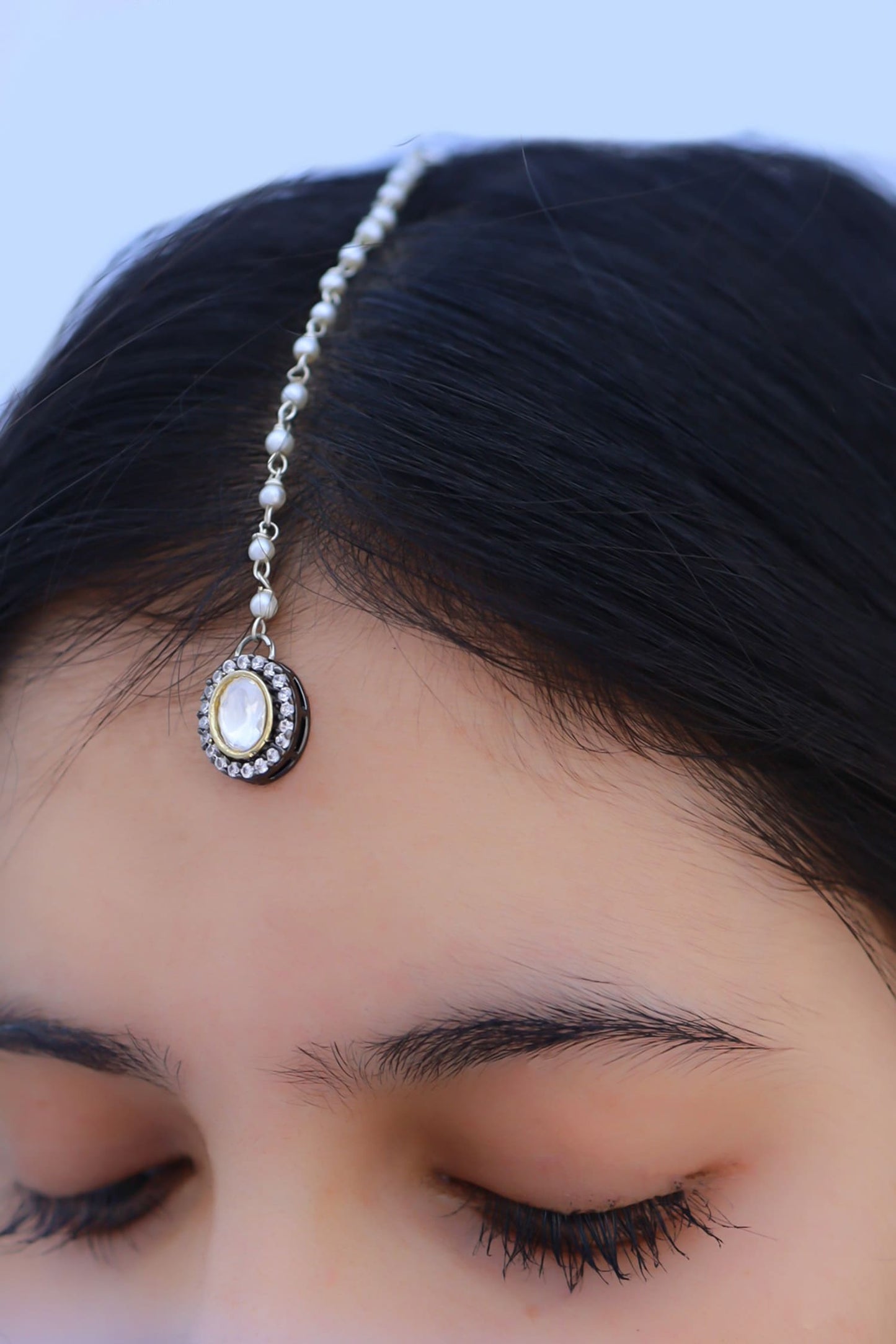 Polki & Cubic Zirconia Embellished Maangtikka 