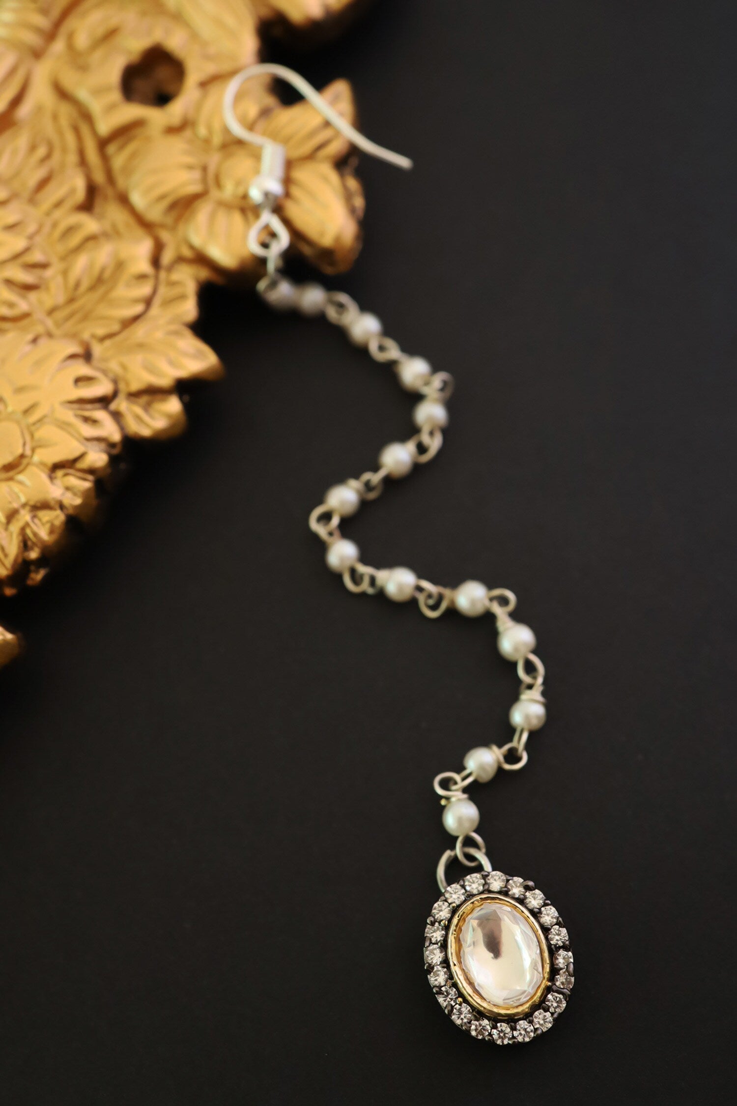 Polki & Cubic Zirconia Embellished Maangtikka 