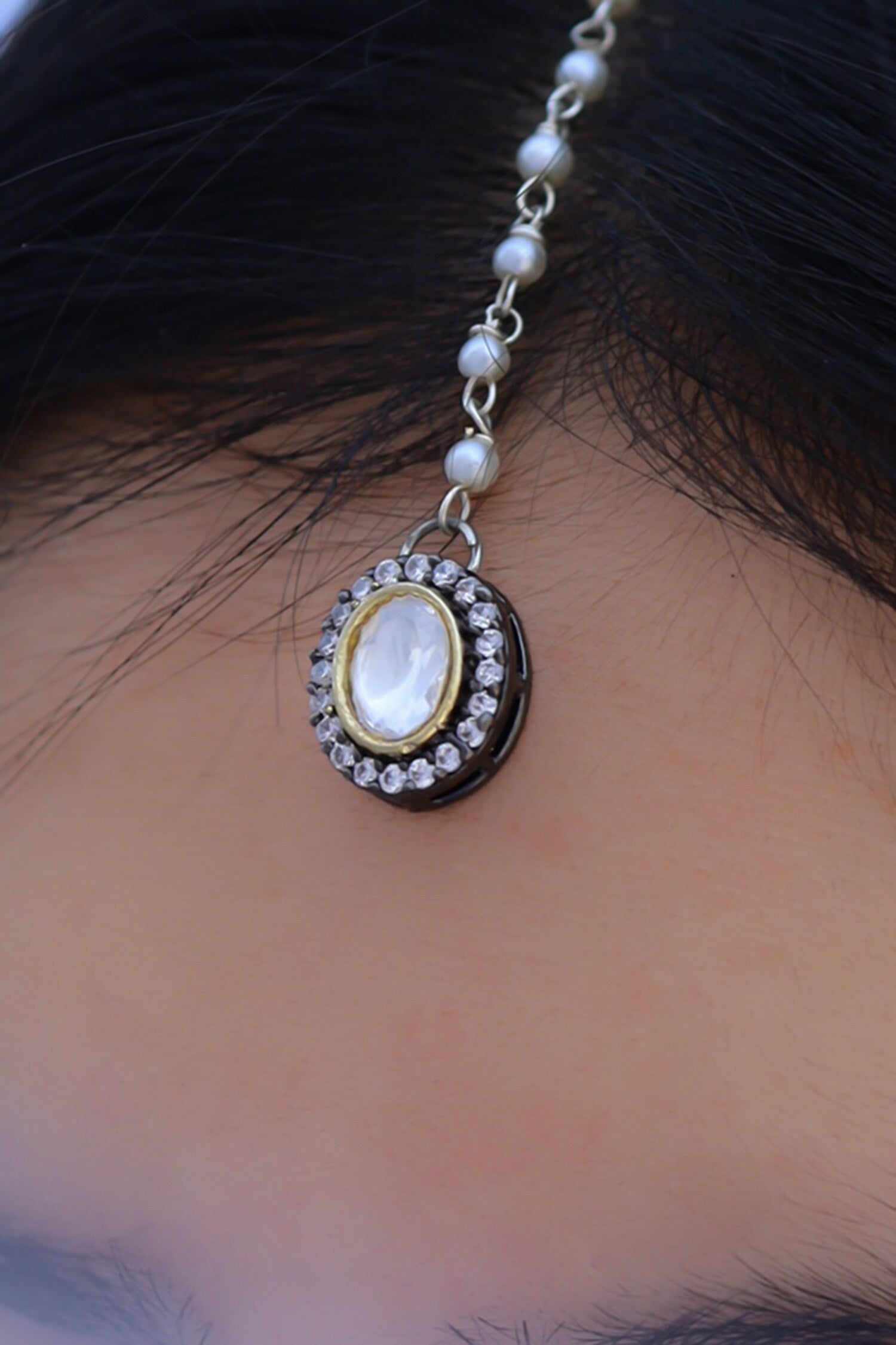 Polki & Cubic Zirconia Embellished Maangtikka 