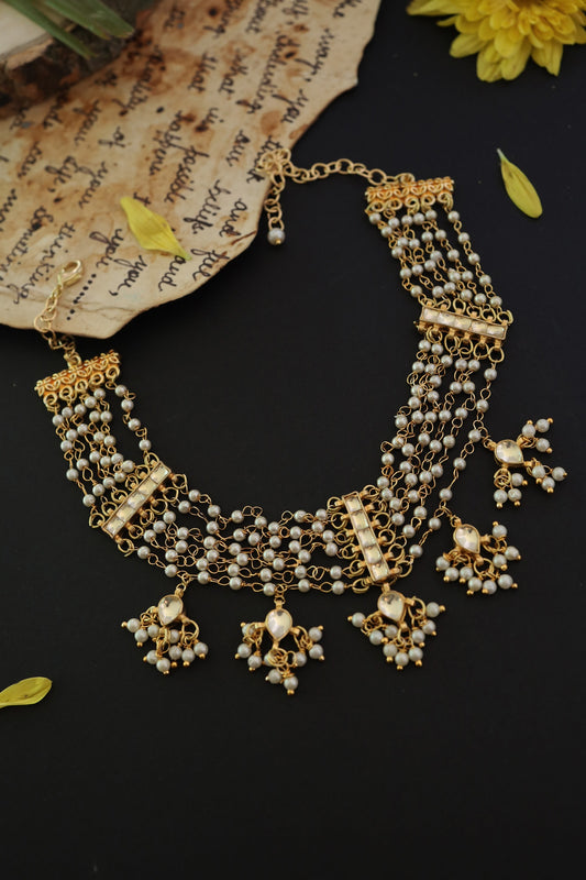 Kundan & Pearl Embellished Necklace 