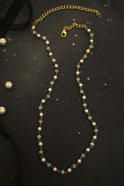 Pearl & Onyx Stone Embellished Chain 
