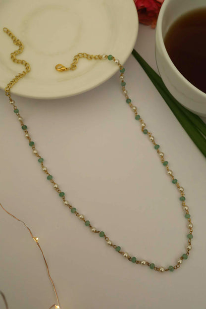 Pearl & Onyx Stone Embellished Chain 