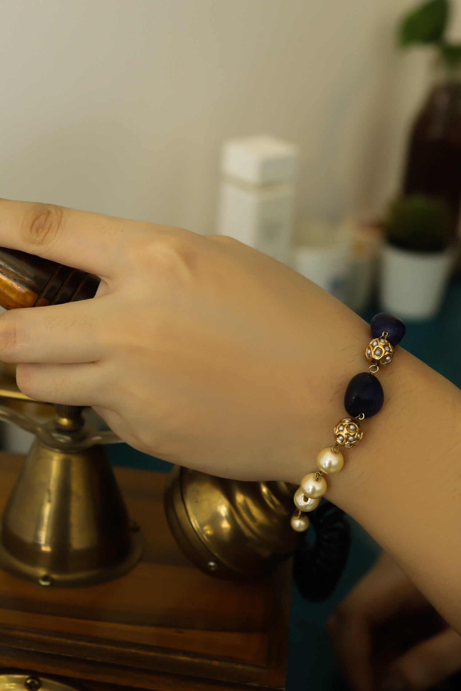 Stone & Pearl Embellished Bracelet 