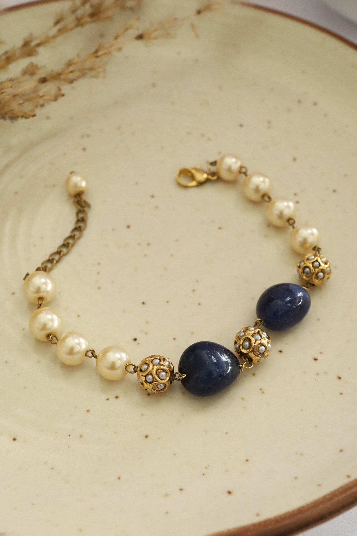 Stone & Pearl Embellished Bracelet 