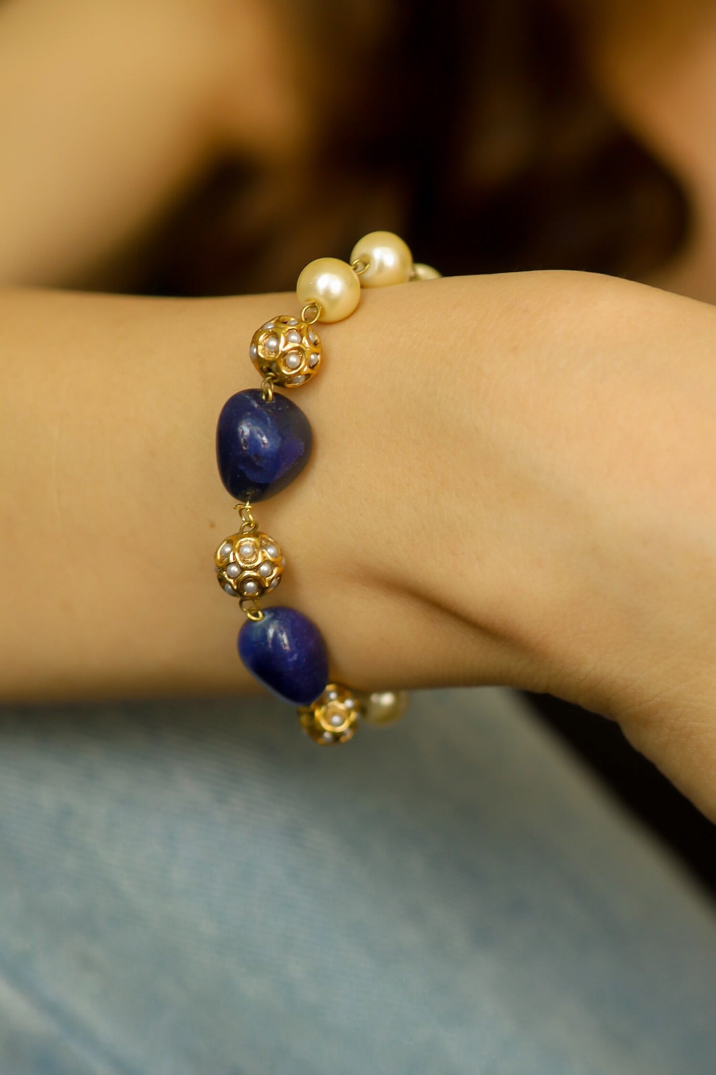 Stone & Pearl Embellished Bracelet 