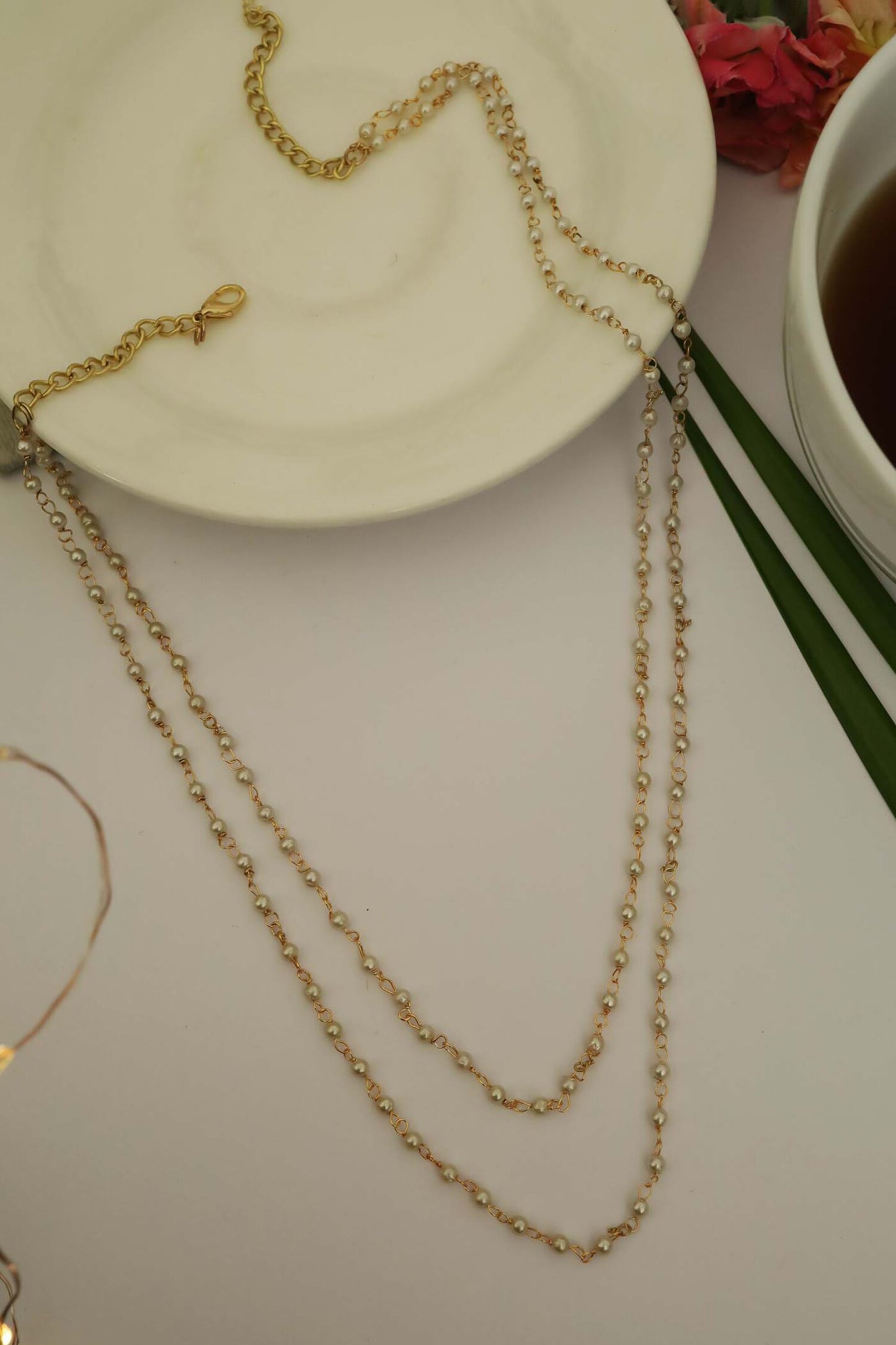 Pearl Embellished Layered Necklace 