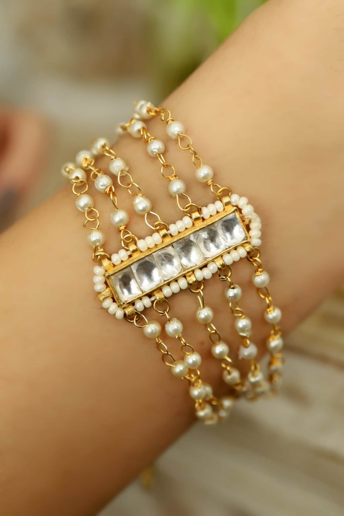 Kundan & Pearl Embellished Bracelet 
