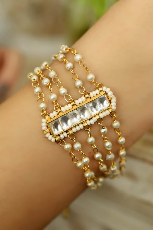Kundan & Pearl Embellished Bracelet 