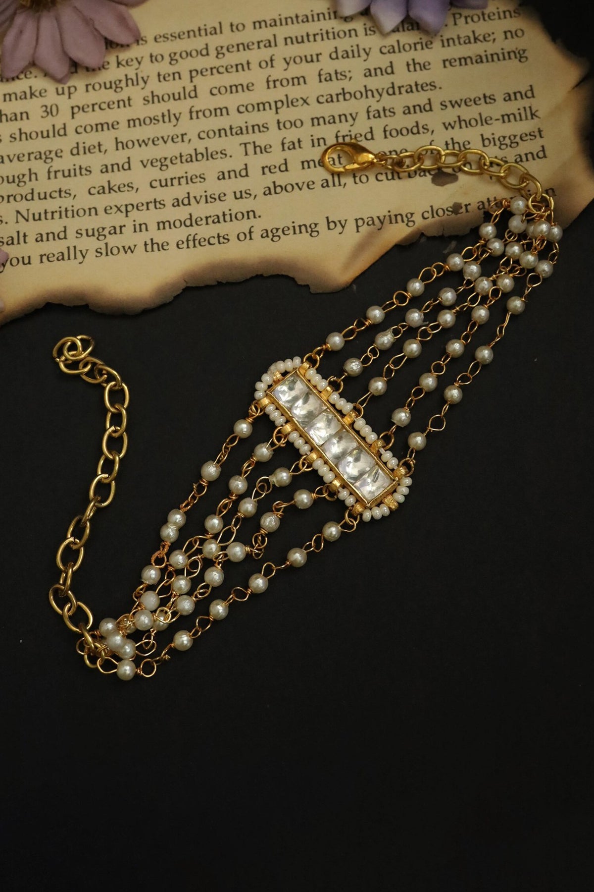 Kundan & Pearl Embellished Bracelet 