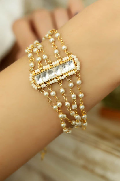 Kundan & Pearl Embellished Bracelet 