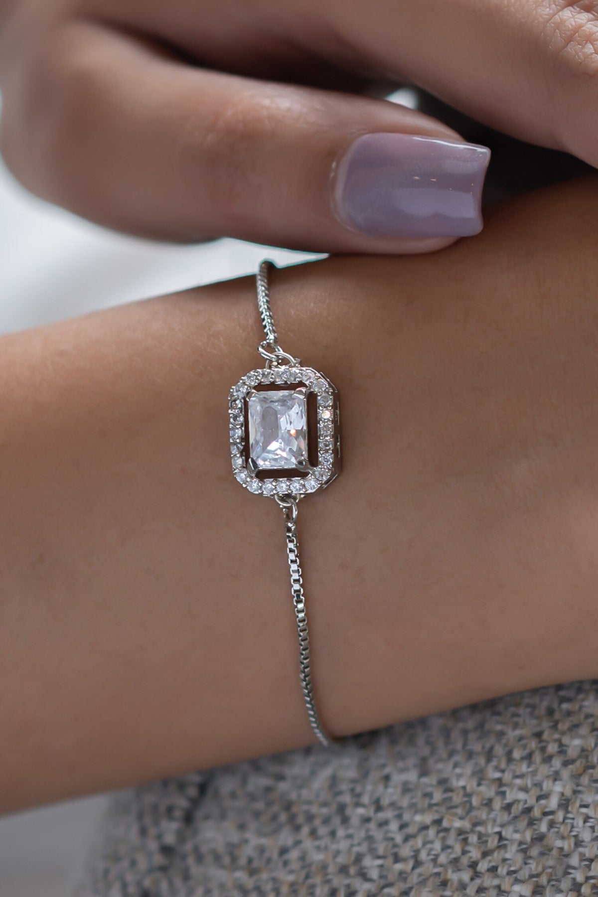 Faux Diamond Embellished Bracelet 