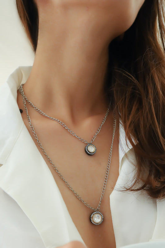 Polki Embellished Layered Pendant Necklace 